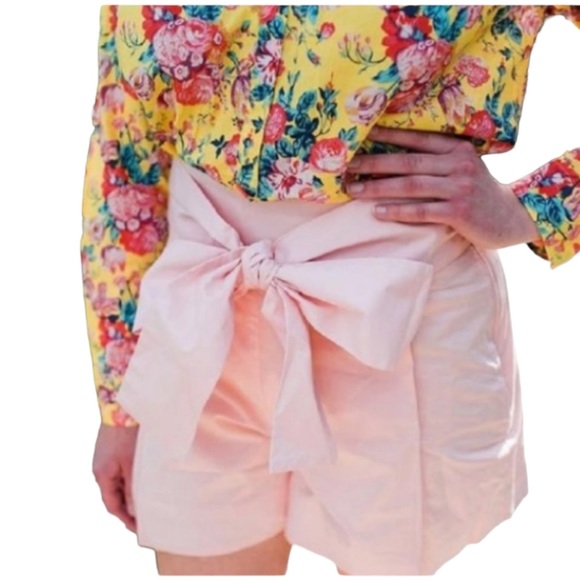 J Crew Women's blush pink high waisted shorts with pleat and bow detail, Sz 00 - Picture 4 of 16